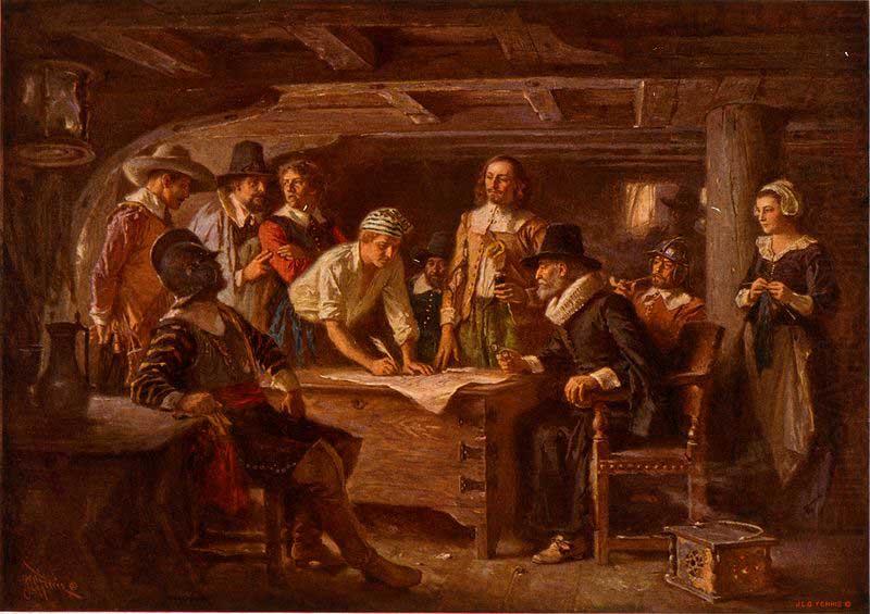 The Mayflower Compact, 1620, Jean Leon Gerome Ferris